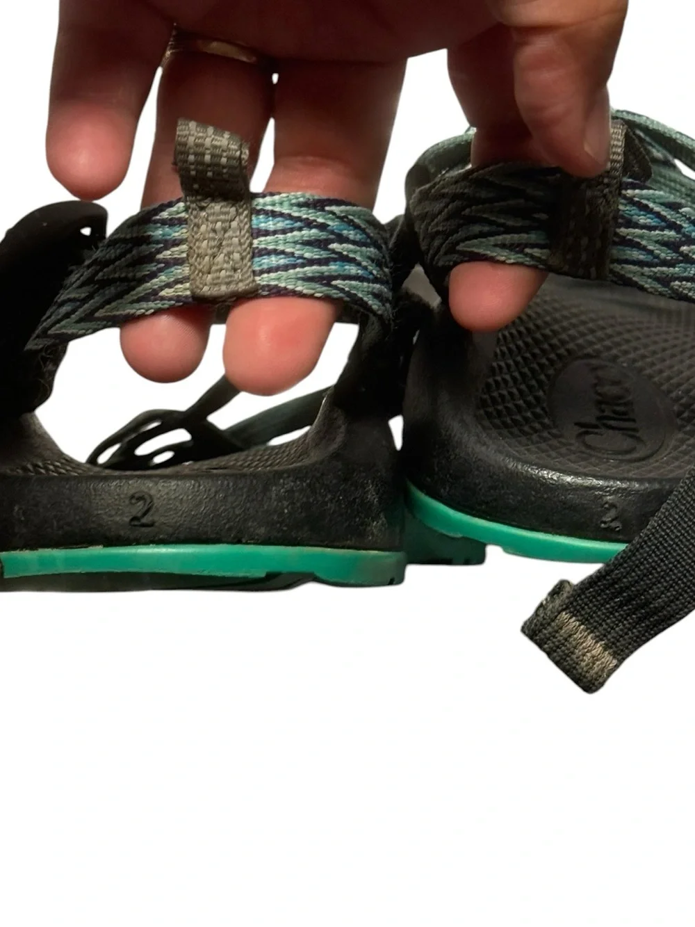 Chaco Kids ZX1 Classic Strappy Sandals – Teal/Green Pattern size 2